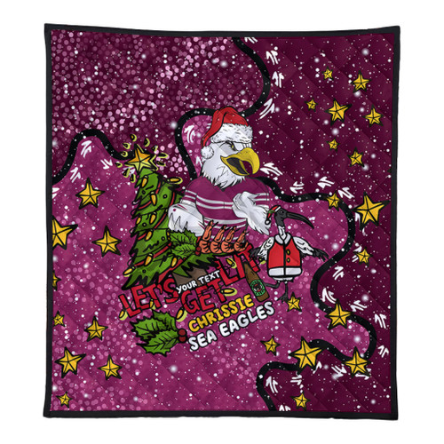 Manly Warringah Sea Eagles Christmas Custom Quilt - Let's Get Lit Chrisse Pressie Quilt Manly Warringah Sea Eagles Christmas Custom Quilt - Let's Get Lit Chrisse Pressie Quilt