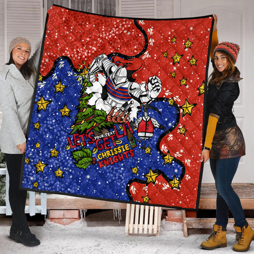 Newcastle Knights Christmas Custom Quilt - Let's Get Lit Chrisse Pressie Quilt Newcastle Knights Christmas Custom Quilt - Let's Get Lit Chrisse Pressie Quilt