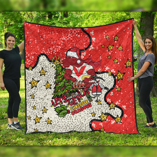 St. George Illawarra Dragons Christmas Custom Quilt - Let's Get Lit Chrisse Pressie Quilt St. George Illawarra Dragons Christmas Custom Quilt - Let's Get Lit Chrisse Pressie Quilt