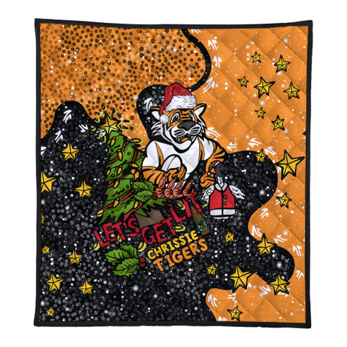 Wests Tigers Christmas Custom Quilt - Let's Get Lit Chrisse Pressie Quilt Wests Tigers Christmas Custom Quilt - Let's Get Lit Chrisse Pressie Quilt