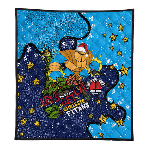 Gold Coast Titans Christmas Custom Quilt - Let's Get Lit Chrisse Pressie Quilt