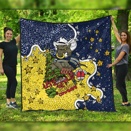North Queensland Cowboys Christmas Custom Quilt - Let's Get Lit Chrisse Pressie Quilt North Queensland Cowboys Christmas Custom Quilt - Let's Get Lit Chrisse Pressie Quilt