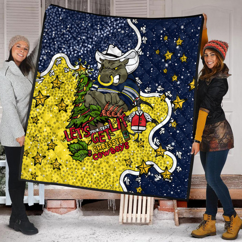North Queensland Cowboys Christmas Custom Quilt - Let's Get Lit Chrisse Pressie Quilt North Queensland Cowboys Christmas Custom Quilt - Let's Get Lit Chrisse Pressie Quilt