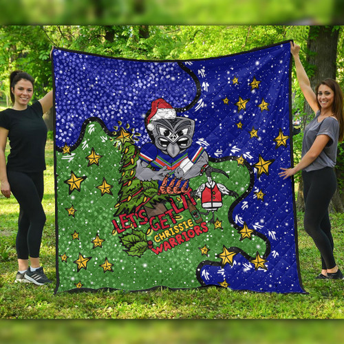 New Zealand Warriors Christmas Custom Quilt - Let's Get Lit Chrisse Pressie Quilt