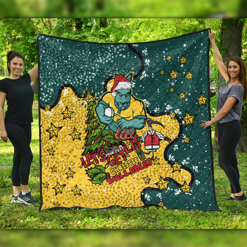 Australia Wallabies Christmas Custom Quilt - Let's Get Lit Chrisse Pressie Quilt Australia Wallabies Christmas Custom Quilt - Let's Get Lit Chrisse Pressie Quilt