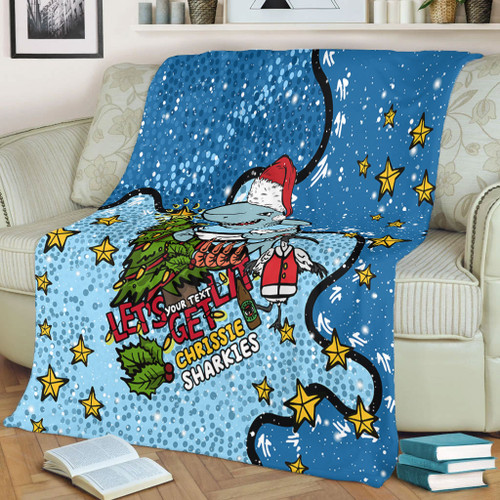 Cronulla-Sutherland Sharks Christmas Custom Blanket - Let's Get Lit Chrisse Pressie Blanket Cronulla-Sutherland Sharks Christmas Custom Blanket - Let's Get Lit Chrisse Pressie Blanket