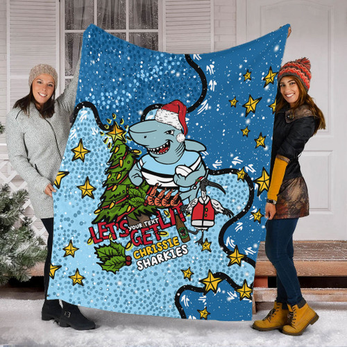 Cronulla-Sutherland Sharks Christmas Custom Blanket - Let's Get Lit Chrisse Pressie Blanket Cronulla-Sutherland Sharks Christmas Custom Blanket - Let's Get Lit Chrisse Pressie Blanket