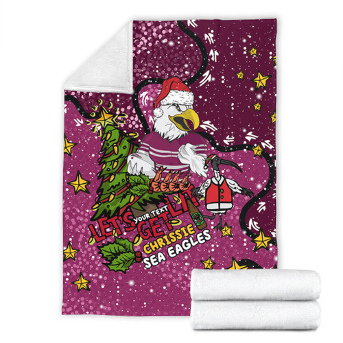 Manly Warringah Sea Eagles Christmas Custom Blanket - Let's Get Lit Chrisse Pressie Blanket Manly Warringah Sea Eagles Christmas Custom Blanket - Let's Get Lit Chrisse Pressie Blanket