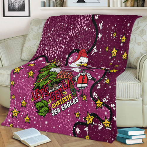 Manly Warringah Sea Eagles Christmas Custom Blanket - Let's Get Lit Chrisse Pressie Blanket Manly Warringah Sea Eagles Christmas Custom Blanket - Let's Get Lit Chrisse Pressie Blanket