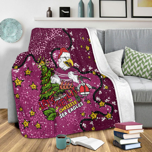 Manly Warringah Sea Eagles Christmas Custom Blanket - Let's Get Lit Chrisse Pressie Blanket Manly Warringah Sea Eagles Christmas Custom Blanket - Let's Get Lit Chrisse Pressie Blanket