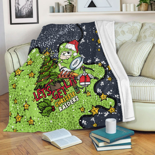 Canberra Raiders Christmas Custom Blanket - Let's Get Lit Chrisse Pressie Blanket