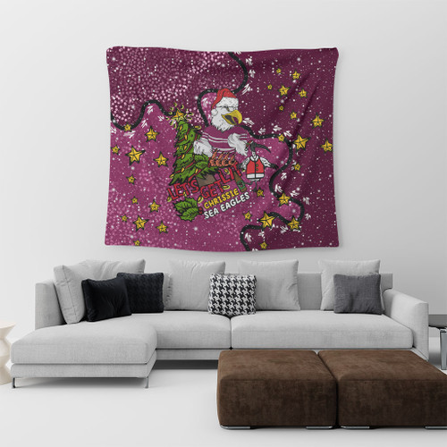 Manly Warringah Sea Eagles Christmas Custom Tapestry - Let's Get Lit Chrisse Pressie Tapestry Manly Warringah Sea Eagles Christmas Custom Tapestry - Let's Get Lit Chrisse Pressie Tapestry