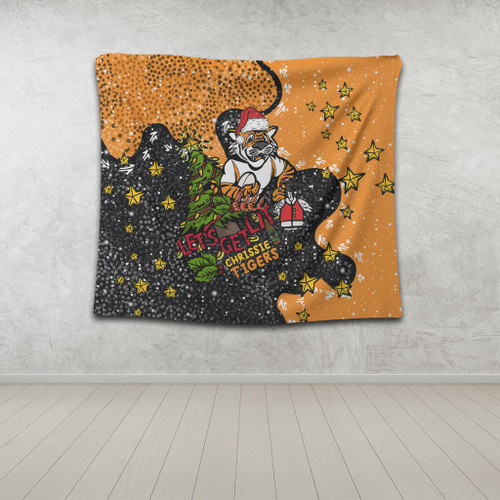 Wests Tigers Christmas Custom Tapestry - Let's Get Lit Chrisse Pressie Tapestry Wests Tigers Christmas Custom Tapestry - Let's Get Lit Chrisse Pressie Tapestry
