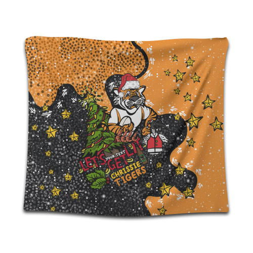 Wests Tigers Christmas Custom Tapestry - Let's Get Lit Chrisse Pressie Tapestry Wests Tigers Christmas Custom Tapestry - Let's Get Lit Chrisse Pressie Tapestry