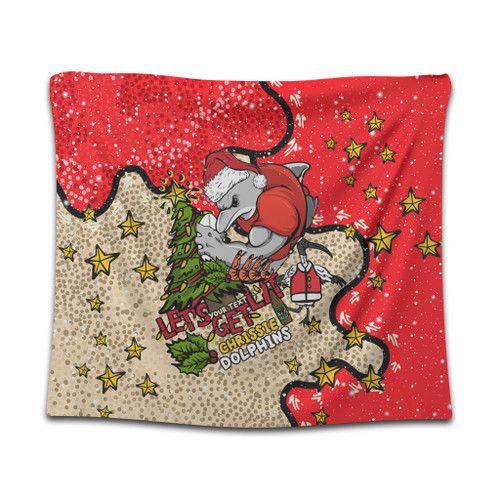 Redcliffe Dolphins Christmas Custom Tapestry - Let's Get Lit Chrisse Pressie Tapestry Redcliffe Dolphins Christmas Custom Tapestry - Let's Get Lit Chrisse Pressie Tapestry