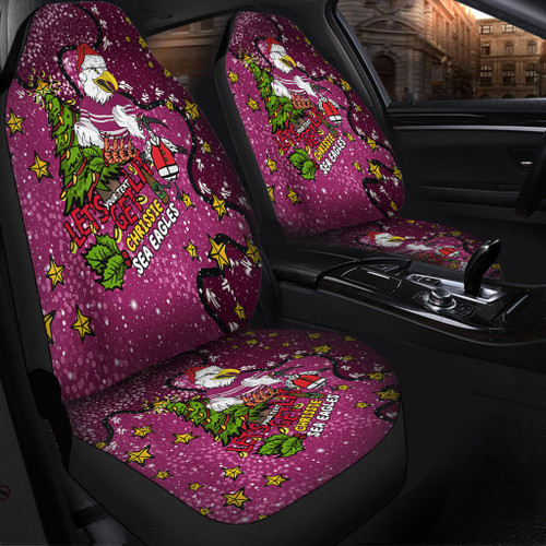 Manly Warringah Sea Eagles Christmas Custom Car Seat Cover - Let's Get Lit Chrisse Pressie Car Seat Cover