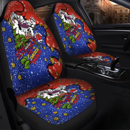 Newcastle Knights Christmas Custom Car Seat Cover - Let's Get Lit Chrisse Pressie Car Seat Cover