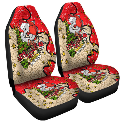 Redcliffe Dolphins Christmas Custom Car Seat Cover - Let's Get Lit Chrisse Pressie Car Seat Cover Redcliffe Dolphins Christmas Custom Car Seat Cover - Let's Get Lit Chrisse Pressie Car Seat Cover