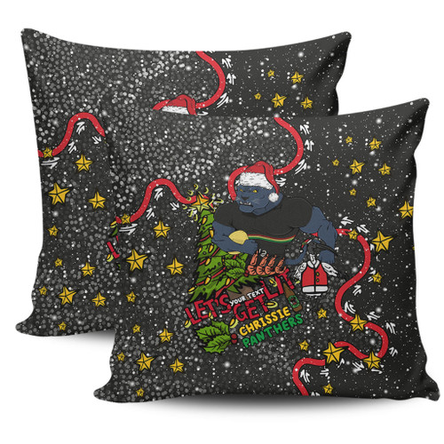 Penrith Panthers Christmas Custom Pillow Cases - Let's Get Lit Chrisse Pressie Pillow Cases