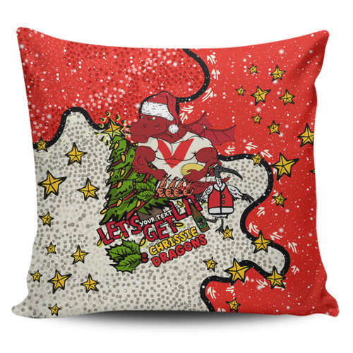 St. George Illawarra Dragons Christmas Custom Pillow Cases - Let's Get Lit Chrisse Pressie Pillow Cases