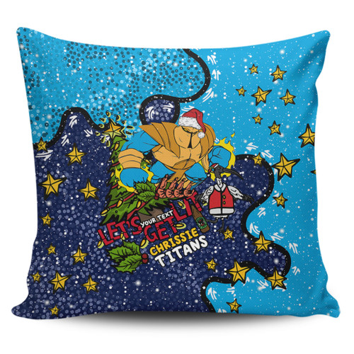 Gold Coast Titans Christmas Custom Pillow Cases - Let's Get Lit Chrisse Pressie Pillow Cases