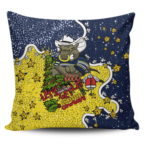 North Queensland Cowboys Christmas Custom Pillow Cases - Let's Get Lit Chrisse Pressie Pillow Cases