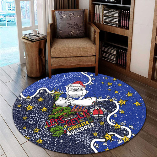 Canterbury-Bankstown Bulldogs Christmas Custom Round Rug - Let's Get Lit Chrisse Pressie Round Rug