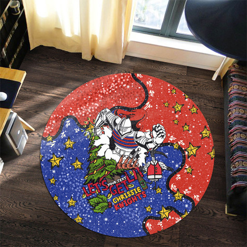 Newcastle Knights Christmas Custom Round Rug - Let's Get Lit Chrisse Pressie Round Rug Newcastle Knights Christmas Custom Round Rug - Let's Get Lit Chrisse Pressie Round Rug