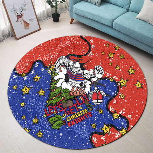 Newcastle Knights Christmas Custom Round Rug - Let's Get Lit Chrisse Pressie Round Rug Newcastle Knights Christmas Custom Round Rug - Let's Get Lit Chrisse Pressie Round Rug