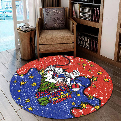 Newcastle Knights Christmas Custom Round Rug - Let's Get Lit Chrisse Pressie Round Rug Newcastle Knights Christmas Custom Round Rug - Let's Get Lit Chrisse Pressie Round Rug