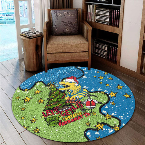 Parramatta Eels Christmas Custom Round Rug - Let's Get Lit Chrisse Pressie Round Rug Parramatta Eels Christmas Custom Round Rug - Let's Get Lit Chrisse Pressie Round Rug