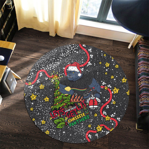Penrith Panthers Christmas Custom Round Rug - Let's Get Lit Chrisse Pressie Round Rug Penrith Panthers Christmas Custom Round Rug - Let's Get Lit Chrisse Pressie Round Rug