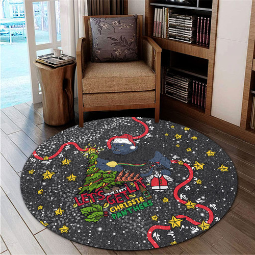 Penrith Panthers Christmas Custom Round Rug - Let's Get Lit Chrisse Pressie Round Rug Penrith Panthers Christmas Custom Round Rug - Let's Get Lit Chrisse Pressie Round Rug