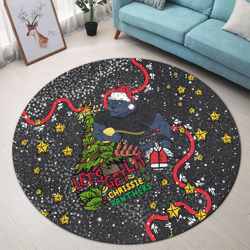 Penrith Panthers Christmas Custom Round Rug - Let's Get Lit Chrisse Pressie Round Rug Penrith Panthers Christmas Custom Round Rug - Let's Get Lit Chrisse Pressie Round Rug