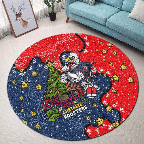 Sydney Roosters Christmas Custom Round Rug - Let's Get Lit Chrisse Pressie Round Rug Sydney Roosters Christmas Custom Round Rug - Let's Get Lit Chrisse Pressie Round Rug