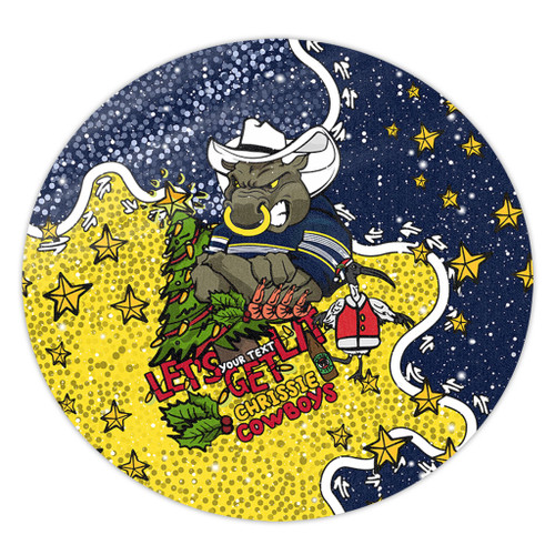 North Queensland Cowboys Christmas Custom Round Rug - Let's Get Lit Chrisse Pressie Round Rug