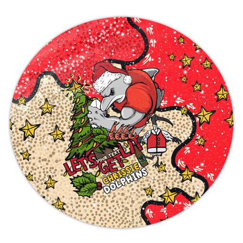 Redcliffe Dolphins Christmas Custom Round Rug - Let's Get Lit Chrisse Pressie Round Rug Redcliffe Dolphins Christmas Custom Round Rug - Let's Get Lit Chrisse Pressie Round Rug