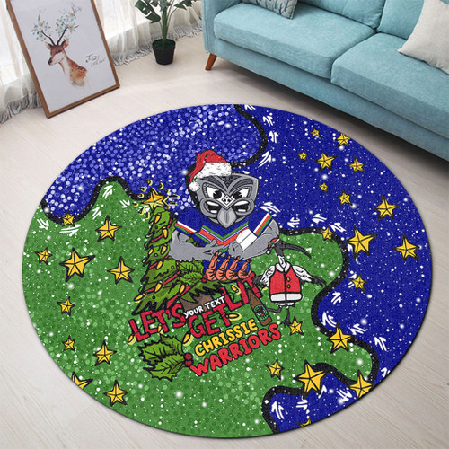 New Zealand Warriors Christmas Custom Round Rug - Let's Get Lit Chrisse Pressie Round Rug