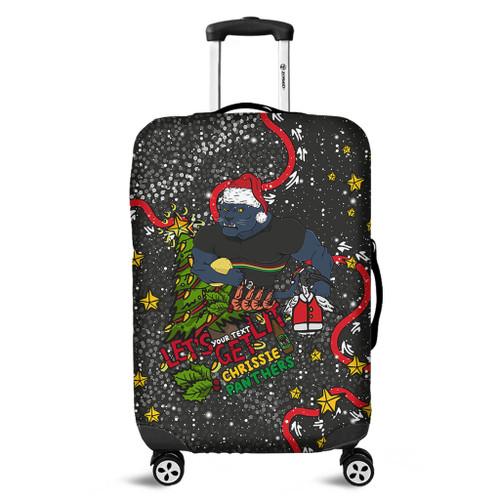 Penrith Panthers Christmas Custom Luggage Cover - Let's Get Lit Chrisse Pressie Luggage Cover Penrith Panthers Christmas Custom Luggage Cover - Let's Get Lit Chrisse Pressie Luggage Cover