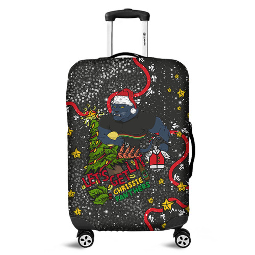 Penrith Panthers Christmas Custom Luggage Cover - Let's Get Lit Chrisse Pressie Luggage Cover Penrith Panthers Christmas Custom Luggage Cover - Let's Get Lit Chrisse Pressie Luggage Cover
