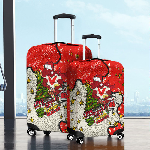 St. George Illawarra Dragons Christmas Custom Luggage Cover - Let's Get Lit Chrisse Pressie Luggage Cover