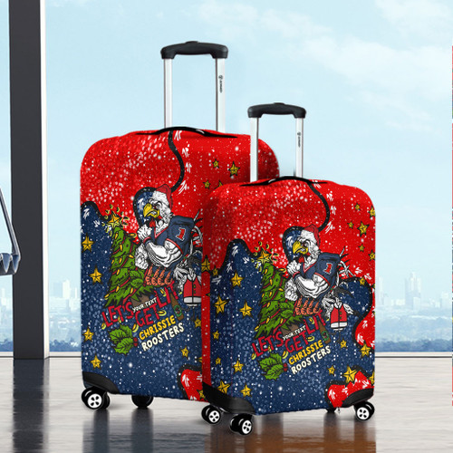 Sydney Roosters Christmas Custom Luggage Cover - Let's Get Lit Chrisse Pressie Luggage Cover