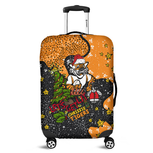 Wests Tigers Christmas Custom Luggage Cover - Let's Get Lit Chrisse Pressie Luggage Cover Wests Tigers Christmas Custom Luggage Cover - Let's Get Lit Chrisse Pressie Luggage Cover