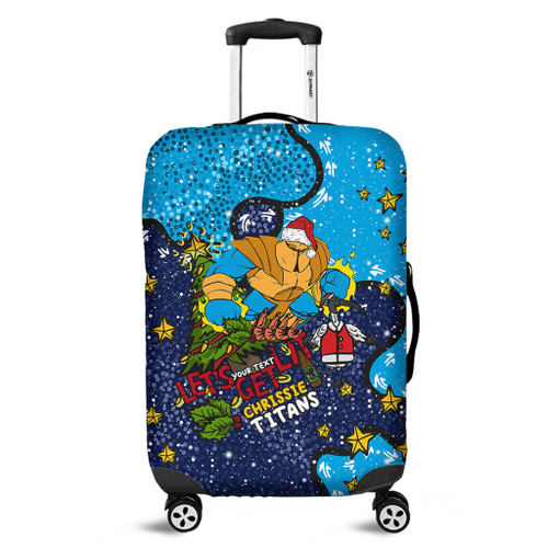 Gold Coast Titans Christmas Custom Luggage Cover - Let's Get Lit Chrisse Pressie Luggage Cover