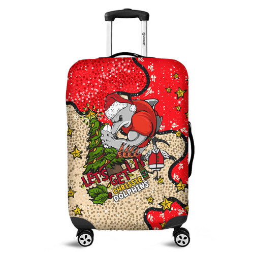 Redcliffe Dolphins Christmas Custom Luggage Cover - Let's Get Lit Chrisse Pressie Luggage Cover Redcliffe Dolphins Christmas Custom Luggage Cover - Let's Get Lit Chrisse Pressie Luggage Cover