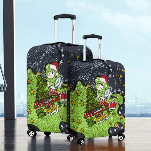 Canberra Raiders Christmas Custom Luggage Cover - Let's Get Lit Chrisse Pressie Luggage Cover