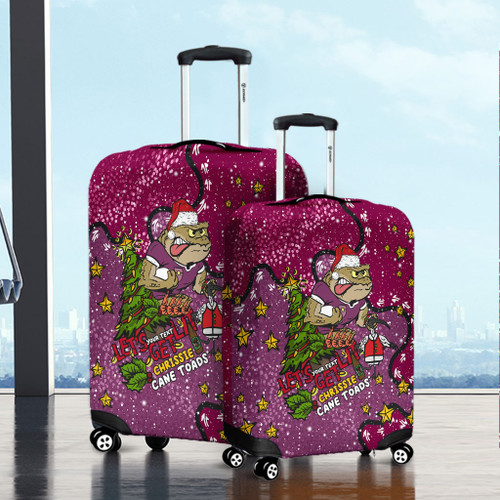 Queensland Cane Toads Christmas Custom Luggage Cover - Let's Get Lit Chrisse Pressie Luggage Cover