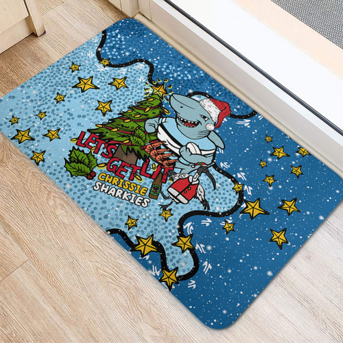Cronulla-Sutherland Sharks Christmas Custom Doormat - Let's Get Lit Chrisse Pressie Doormat Cronulla-Sutherland Sharks Christmas Custom Doormat - Let's Get Lit Chrisse Pressie Doormat