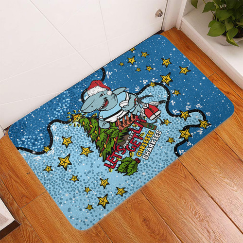 Cronulla-Sutherland Sharks Christmas Custom Doormat - Let's Get Lit Chrisse Pressie Doormat Cronulla-Sutherland Sharks Christmas Custom Doormat - Let's Get Lit Chrisse Pressie Doormat
