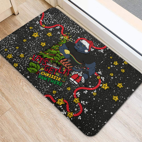 Penrith Panthers Christmas Custom Doormat - Let's Get Lit Chrisse Pressie Doormat Penrith Panthers Christmas Custom Doormat - Let's Get Lit Chrisse Pressie Doormat